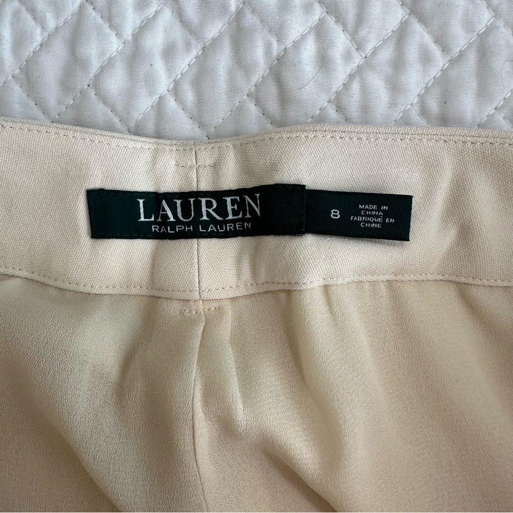 NWT Ralph Lauren Vintage Silk Linen Blend Trouser Pants Womens Size 8 Cream - Picture 7 of 9